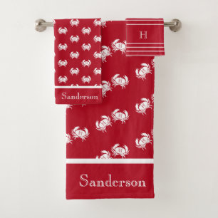 Mit Monogramm Red White Crab Schönes Badetuch Set