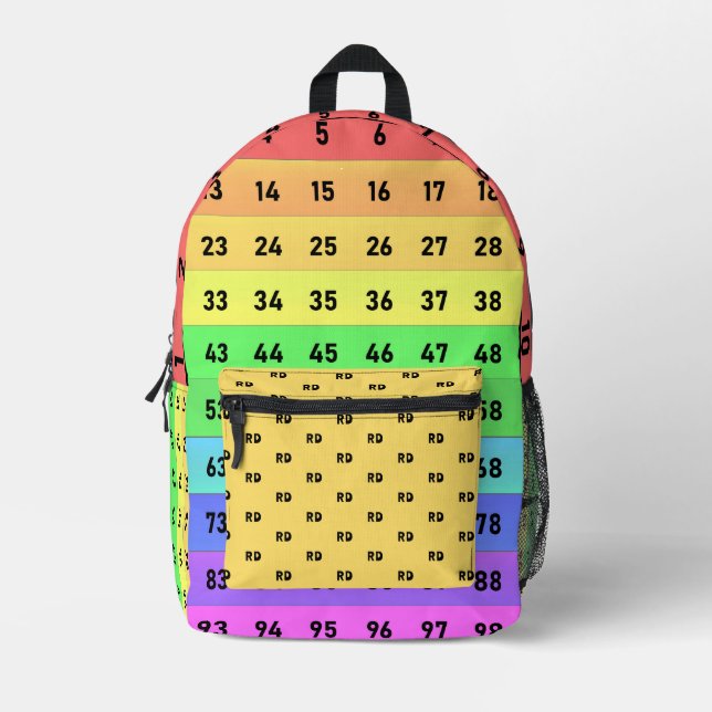 Mit Monogramm Regenbogen 100 Zahlen Übersicht Math Bedruckter Rucksack (Vorderseite)