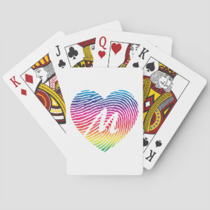 Mit Monogramm Regenbogen HerzFingerabdruck Spielkarten