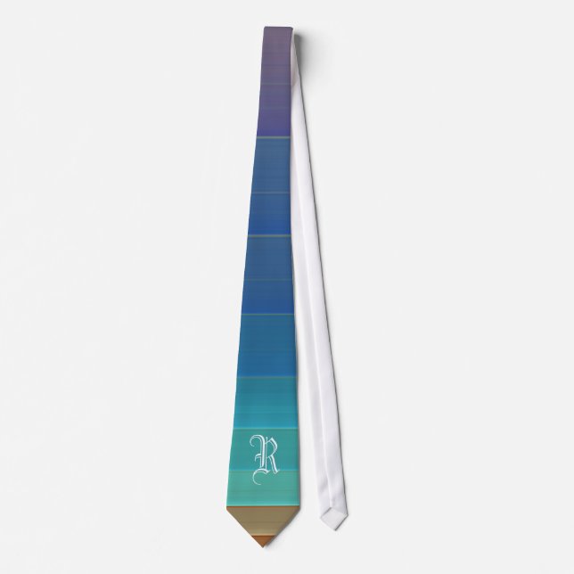 Mit Monogramm Regenbogen Stripes Krawatte (Vorderseite)