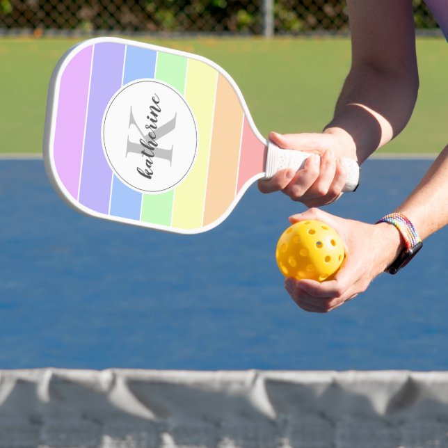 Mit Monogramm Regenbogenfarbenmuster Pickleball Schläger (InSitu)