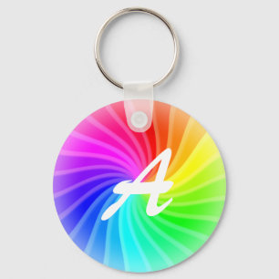 Mit Monogramm Regenbogenwirl Schlüsselanhänger