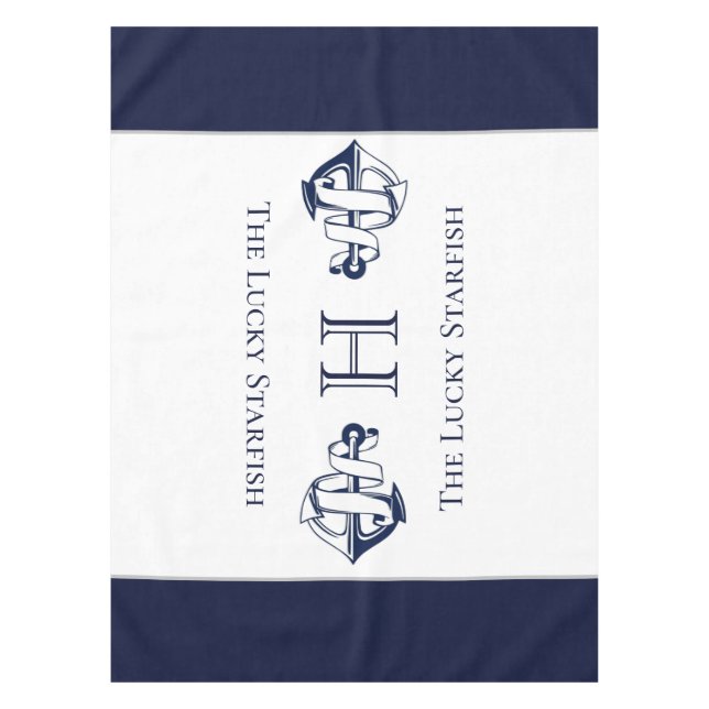 Mit Monogramm Register der Navy Blue Anchor Coasta Tischdecke (Vorderseite)