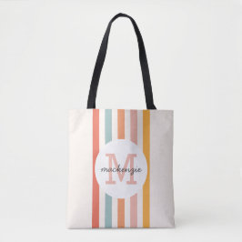 Mit Monogramm Retro Farbige Streifen Personalisier