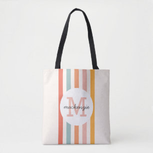 Mit Monogramm Retro Farbige Streifen Personalisier