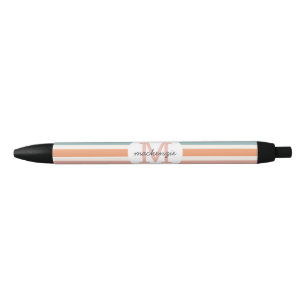 Mit Monogramm Retro Farbige Streifen Personalisier Kugelschreiber