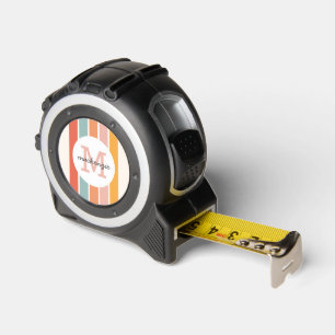 Mit Monogramm Retro Farbige Streifen Personalisier Maßband