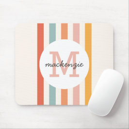 Mit Monogramm Retro Farbige Streifen Personalisier Mousepad