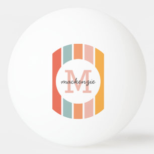 Mit Monogramm Retro Farbige Streifen Personalisier Tischtennisball