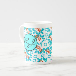 Mit Monogramm Retro-Farbleaf-Muster Prozellantasse