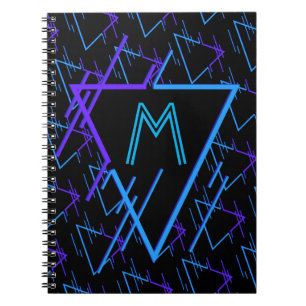 Mit Monogramm Retro-Neon Geometrisches Muster 2 Notizblock