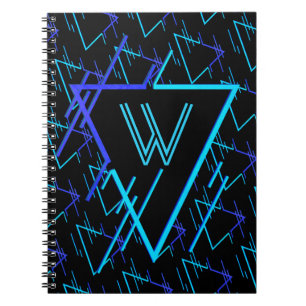 Mit Monogramm Retro-Neon Geometrisches Muster 3 Notizblock