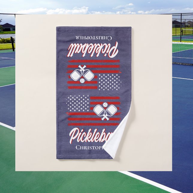 Mit Monogramm Retro Pickleball Handtuch (Von Creator hochgeladen)