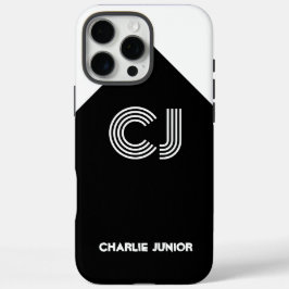 mit Monogramm Retroinitis Schwarzweiß iPhone 16 Pro Max Hülle