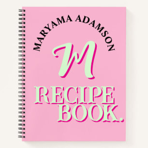 Mit Monogramm Rezept Buch.   Stilvoller rosa Name Notizbuch