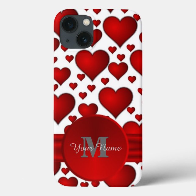 Mit Monogramm romanisches Herzmuster Case-Mate iPhone Hülle (Rückseite)