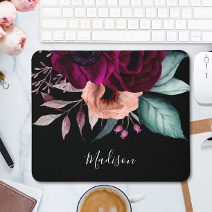 Mit Monogramm Romantische Vintage Boho Purple Blum Mousepad