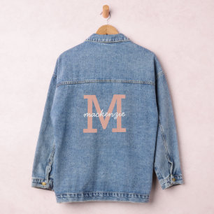 Mit Monogramm rosa Anfangsbuchstabe Personalisiert Jeansjacke