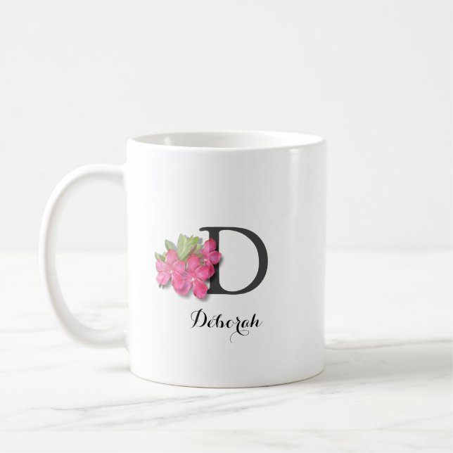 Mit Monogramm-Rosa-Blume Kaffeemaschine Tasse (Links)