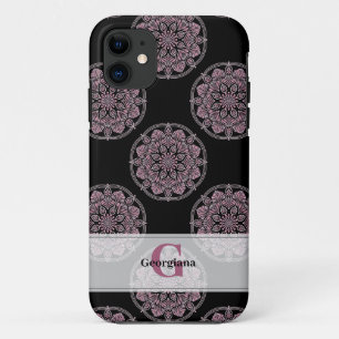 Mit Monogramm rosa Blumenfronten Polka Dot Mandala Case-Mate iPhone Hülle