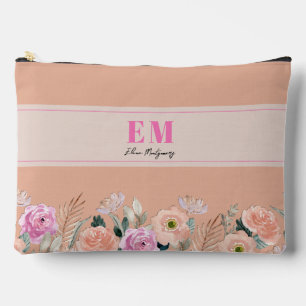 Mit Monogramm rosa Blüte Zubehörtasche