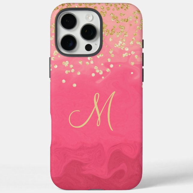 Mit Monogramm rosa Case-Mate iPhone Hülle (Rückseite)