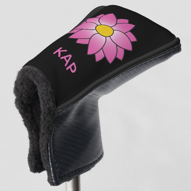 Mit Monogramm rosa Daisy Putter Cover Golf Headcover (3/4 Vorderseite)