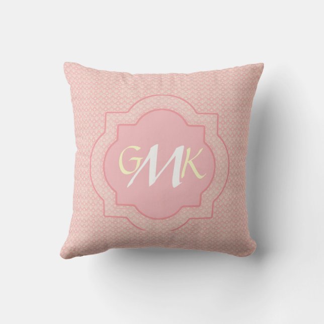 Mit Monogramm rosa Entwurfskissen Kissen (Rückseite)