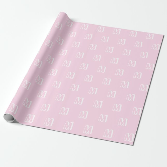 Mit Monogramm-rosa-farbenes Muster, modern Geschenkpapier (Ungerollt)