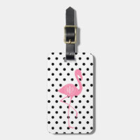 Mit Monogramm rosa Flamingo + Schwarzer Tupfen