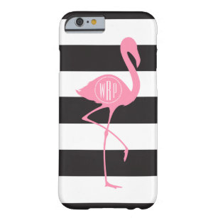 Mit Monogramm rosa Flamingo + Schwarzes + Weiße Barely There iPhone 6 Hülle