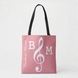 mit Monogramm rosa G-Klemme für sie / Musiknoten