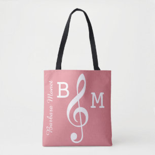 mit Monogramm rosa G-Klemme für sie / Musiknoten
