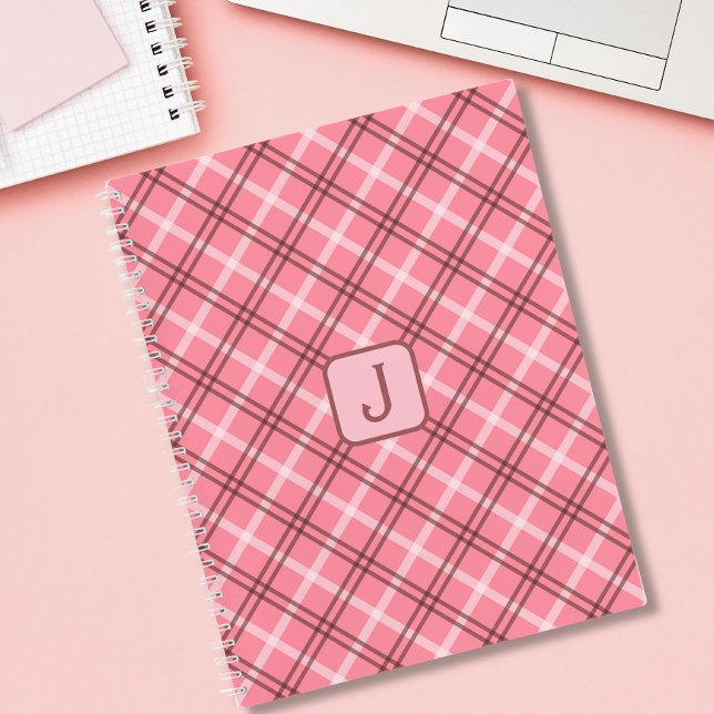 Mit Monogramm rosa Kariert Notizbuch (Von Creator hochgeladen)