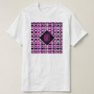 Mit Monogramm rosa Kariert T-Shirt