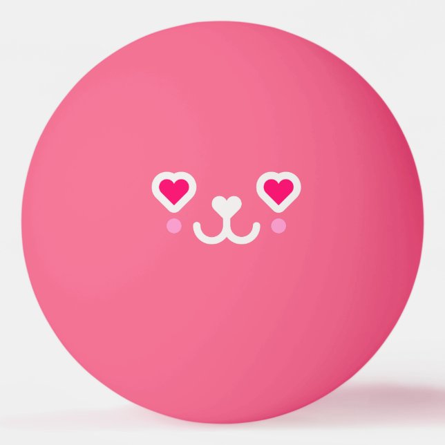 mit Monogramm-rosa Katzengesicht Tischtennisball (Vorderseite)
