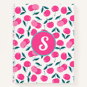 Mit Monogramm-rosa-Kirschen-Notebook Notizbuch