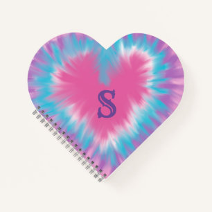 mit Monogramm rosa Krawatte-Farbstoff Herz Spiral Notizbuch