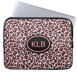 Mit Monogramm rosa Leopardenfarbe Laptopschutzhülle