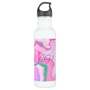 Mit Monogramm, rosa, Lila, Minze Grüne Marmorkunst Edelstahlflasche