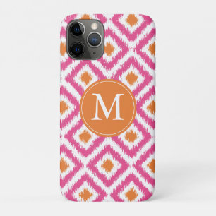 Mit Monogramm Rosa Mandarine Diamant Ikat-Muster Case-Mate iPhone Hülle