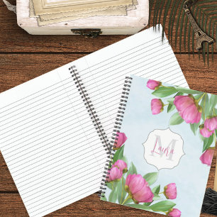 Mit Monogramm rosa Personalisierte Blumenperle Notizbuch