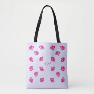 Mit Monogramm rosa Rosen ganz vorbei - drucken Sie
