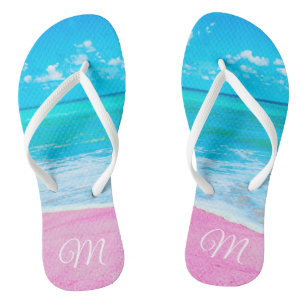 Mit Monogramm rosa Sandstrand Flip Flops