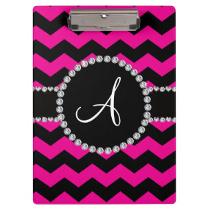 Mit Monogramm rosa schwarze Neonsparren Klemmbrett