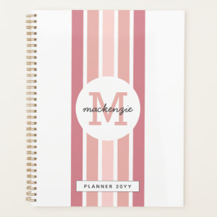 Mit Monogramm Rosa Streifen Personalisiert Planer