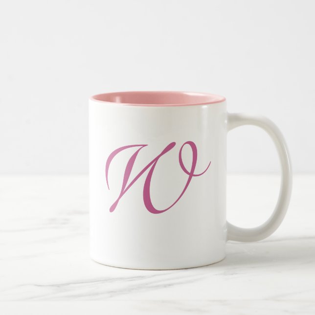 Mit Monogramm rosa Tasse für die Wirbel-Sammlung (Rechts)