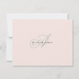 Mit Monogramm Rosa und grau Dankeskarte
