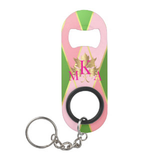 Mit Monogramm rosa und grün Mini Flaschenöffner
