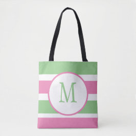 Mit Monogramm rosa und grüne Tasche